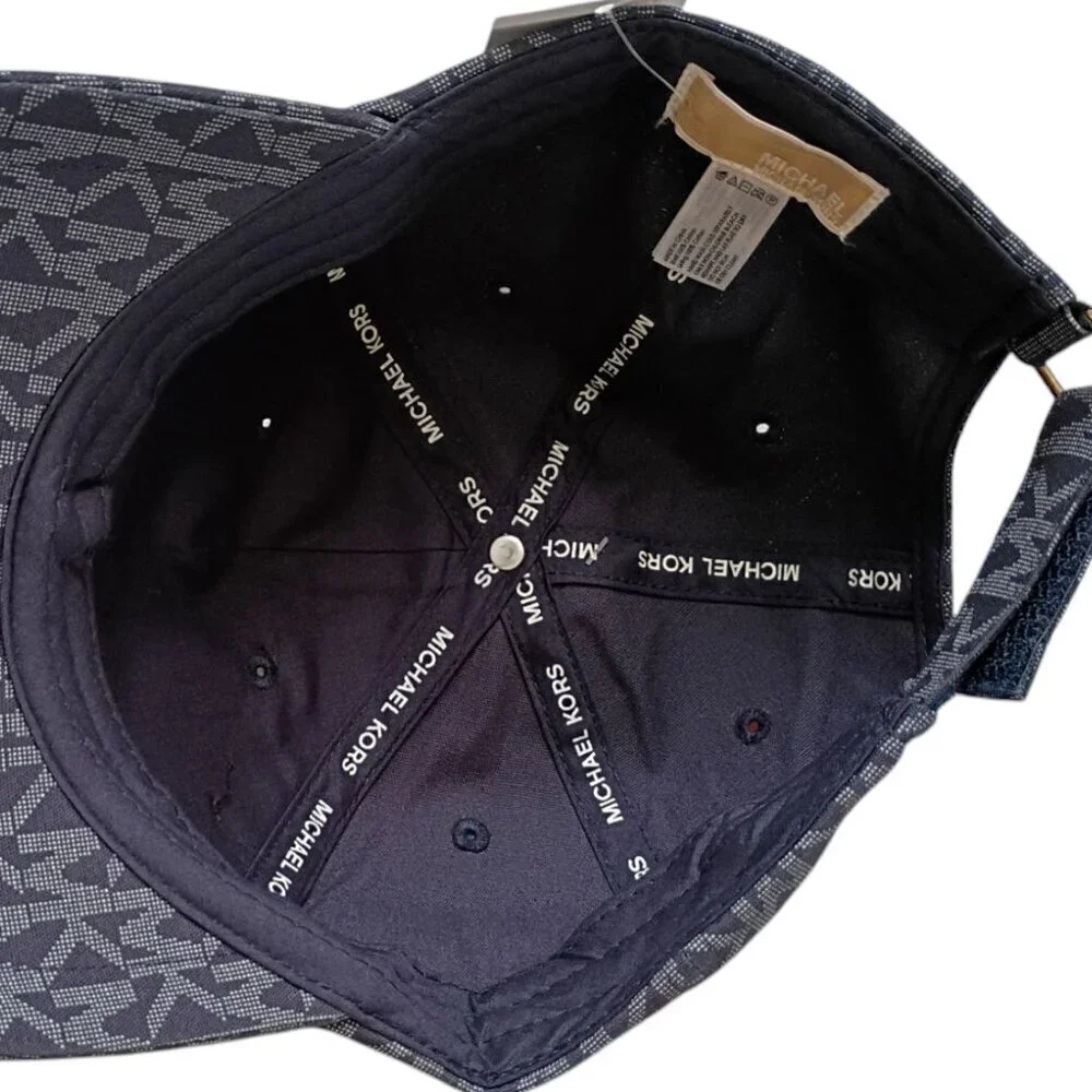 Michael Kors Women's Blue Cotton Adjustable Logo Cap - One Size